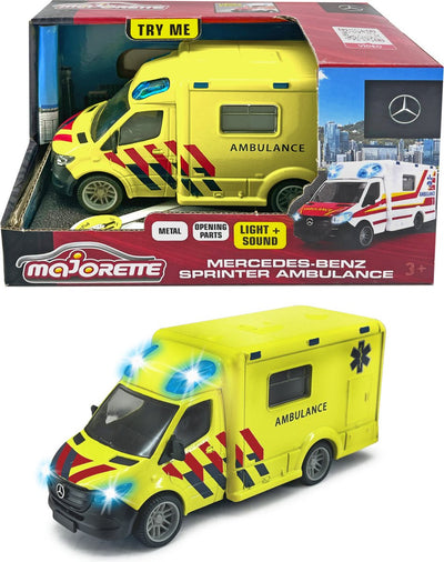 Majorette Grand Series – Mercedes-Benz Sprinter Krankenwagen nl – Metall – Licht und Ton – 12,5 cm – Spielzeugfahrzeug