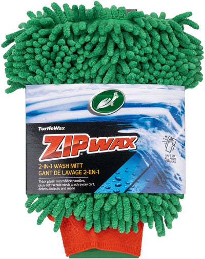 Turtle Wax Zip Wax Waschhandschuh – sichere und effektive Reinigung – Mikrofaserstränge für eine schäumende Tiefenreinigung – Innenfutter hält die Waschlösung – Netzseite für hartnäckige Flecken
