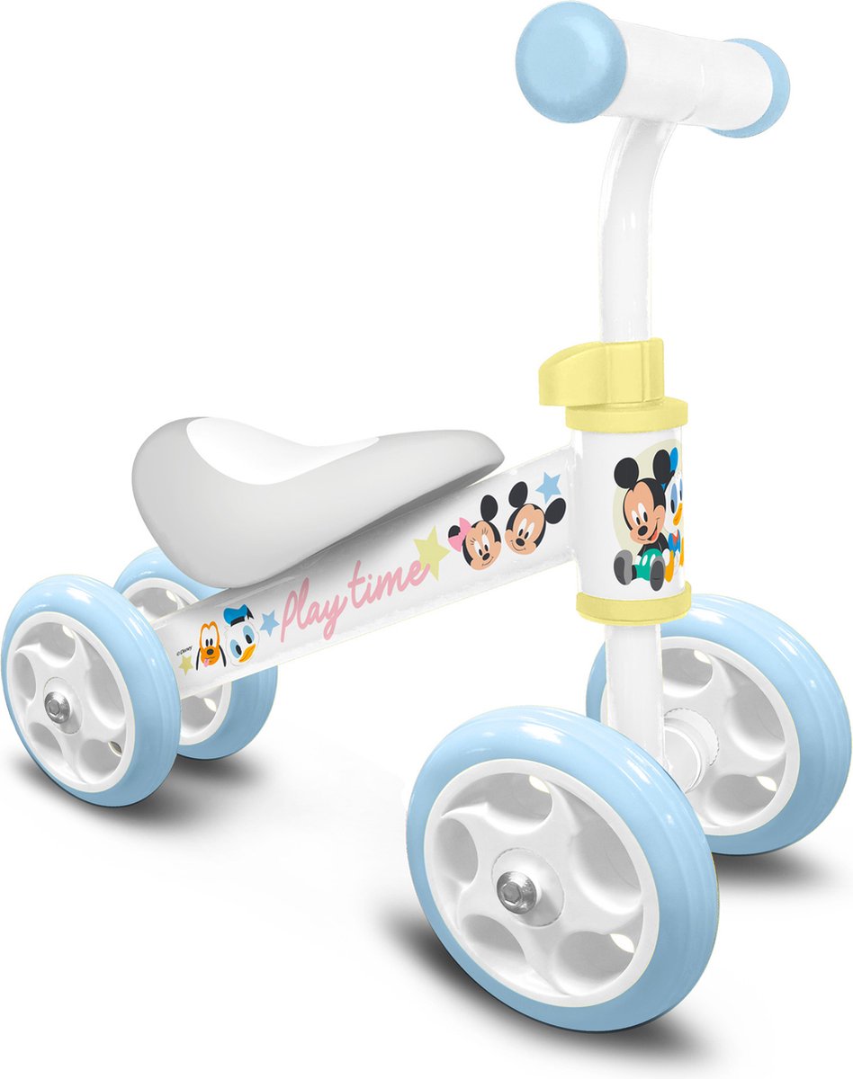 Spielzeit Mickey Balance Bike mit 4 Rädern Junior White Light Blue