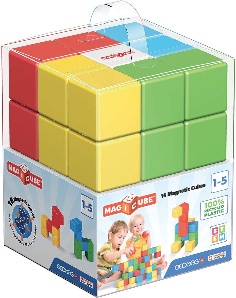 Geomag Magicube Green Line – magnetische Bausteine recycelt – 16-teilig – ab 1 Jahr