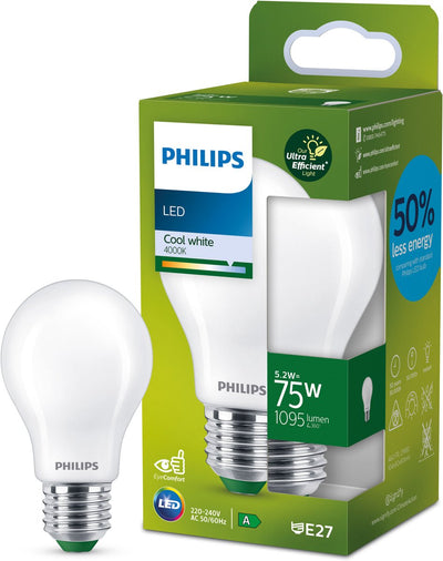 Philips LED Philips ultraeffiziente LED-Lampe matt – 75 W – E27 – kaltweißes Licht