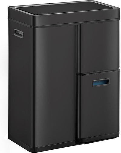 Eko - Mirage Plus Sensor Recycler 30+15+15 Liter - pulverbeschichteter Stahlkunststoff - Schwarz - Abfallbehälter
