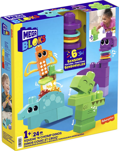 Mega Bloks Squeak N Chomps Dinos Bau -Set, 24dlg.