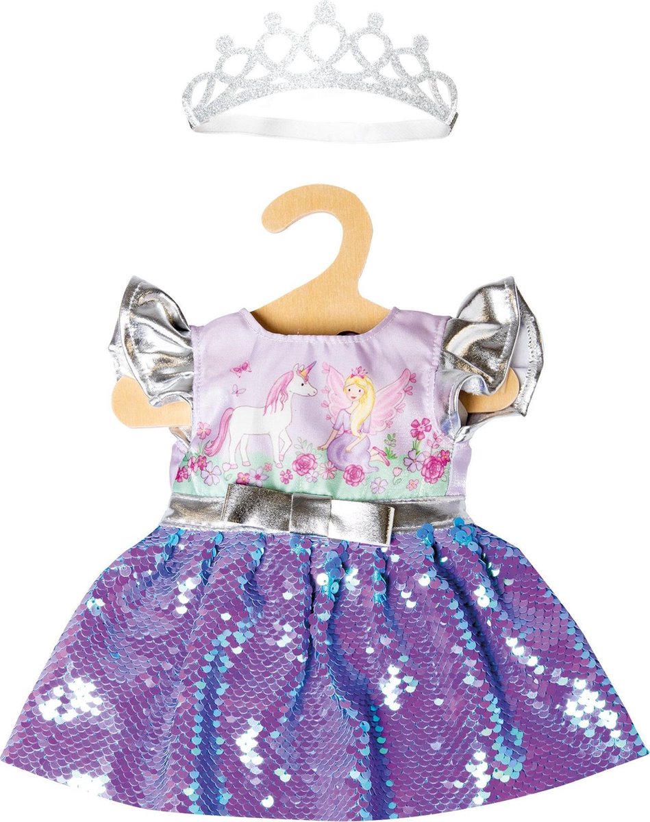 Heless Doll Kleidungsgebühr und Einhorn mit Pailletten und Kroon, 28-35 cm
