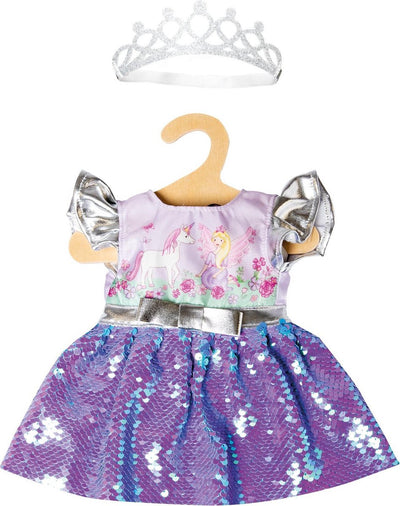 Heless Doll Kleidungsgebühr und Einhorn mit Pailletten und Kroon, 28-35 cm