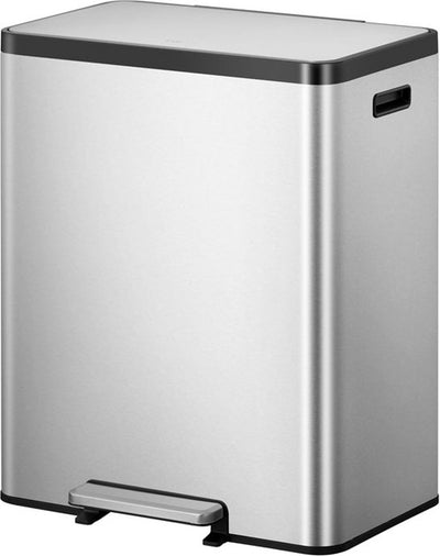 Eko - ecocasa 2 Recycling Treteimer 30+30 Liter - Edelstahl - Edelstahl matt - Abfalleimer