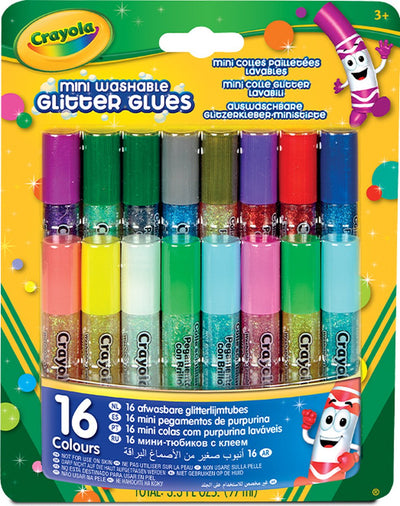Crayola – Hobbykleber – 16 Glitzerklebertuben – von Haut und Kleidung abwaschbar