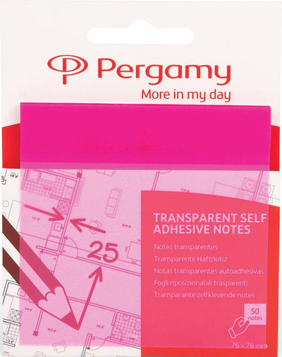 Transparente Pergamie-Notizen | ft 76 x 76 mm | 50 Blatt | rosa