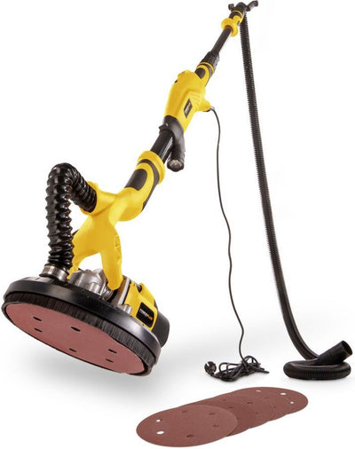 Powerplus elektrischer Wand-Deckenschleifer powx04761 – 710-W-Schleifgerät – Schleifpapier ø225 mm – 1500 min-1 – teleskopierbar – mit 6 Zubehörteilen.
