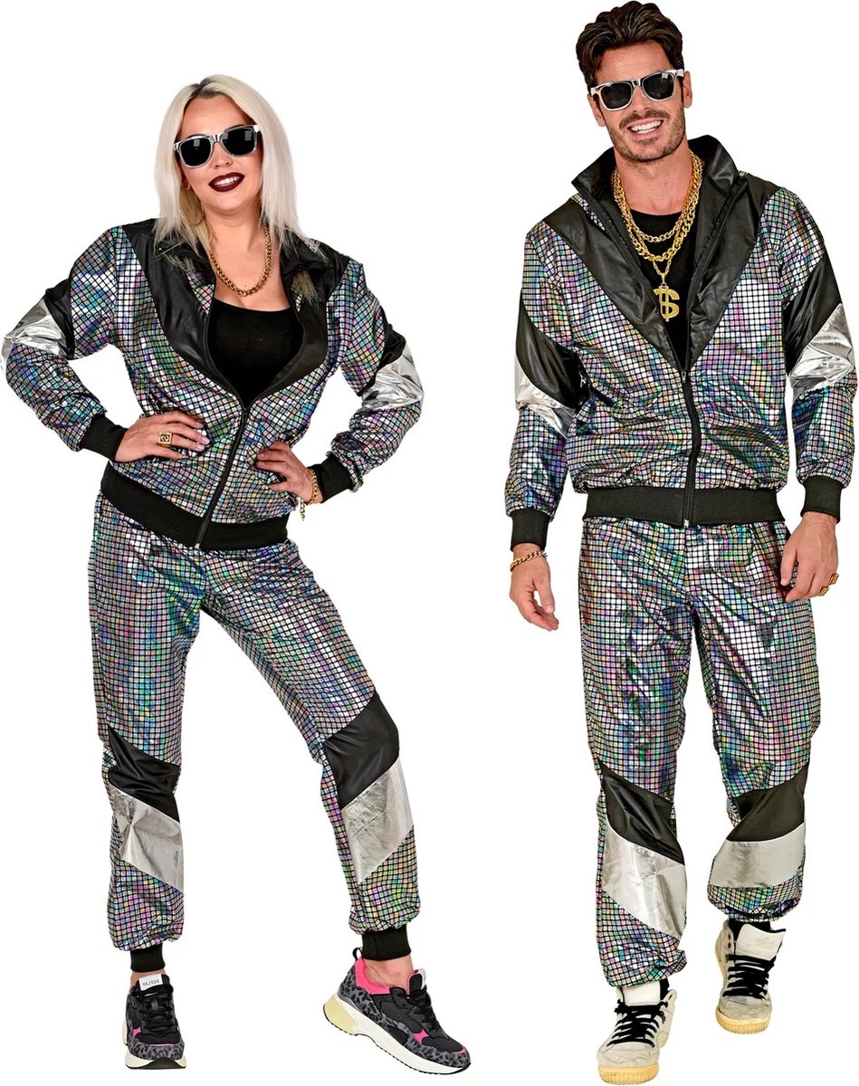 Finidi Trainingsanzug Disco 80er Silber reflektierend
