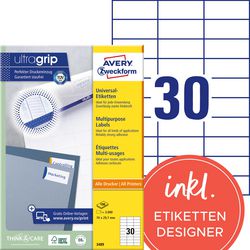 Universaletiketten Avery Zweckform 3489 70x29,7mm weiß