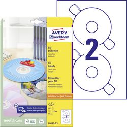 CD-Etiketten Avery L6043-25 117 mm weiß