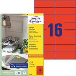 Universelle Etiketten Avery Zweckform 3452 105x37mm rot