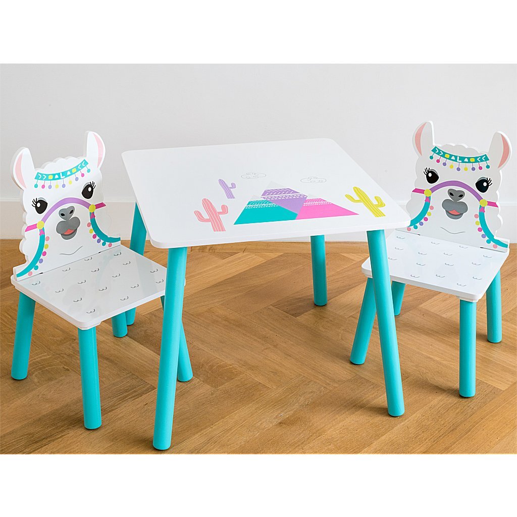 Lama Lama Holztisch mit 2 Stühlen