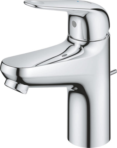 Grohe Quickfix Swift Einhebelmischer mit Zugstangen-Ablaufgarnitur – S-Größe – energie- und wassersparend – Chrom