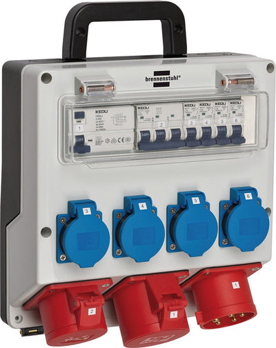 Brennerstuhl Wandverteiler 4 32 IP44 4x ls 230v 16 a, 1xls 400v 16 a, 1xfi 40 a 4-polig 30ma - 1154890020