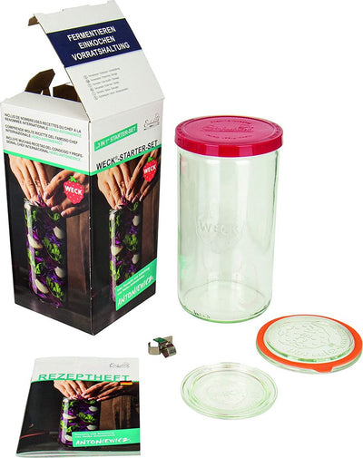 Weck Gär-Starter-Set, Glas 1590 ml – Einmachglas – Einmachglas – Gärglas