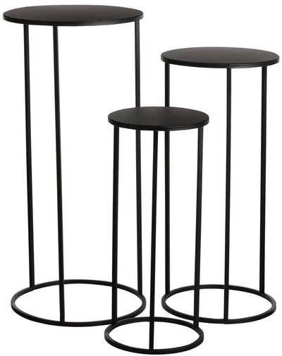 Mica Dekorationen Quinty Beistelltisch – 3er-Set – H70 x ø32 cm – Metall – Schwarz