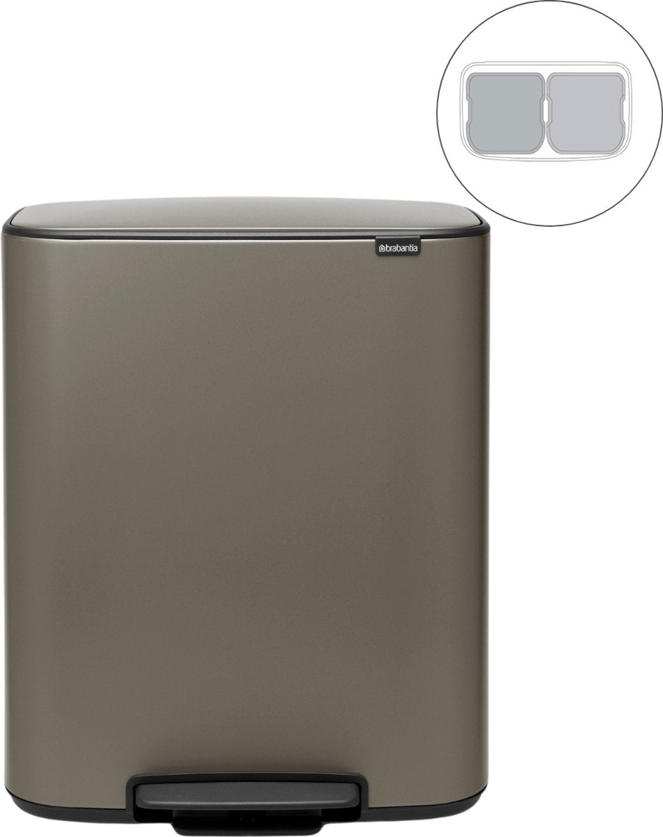 Brabantia Bo Abfallbehälter – 2 x 30 Liter – Mülltrennung – Platin