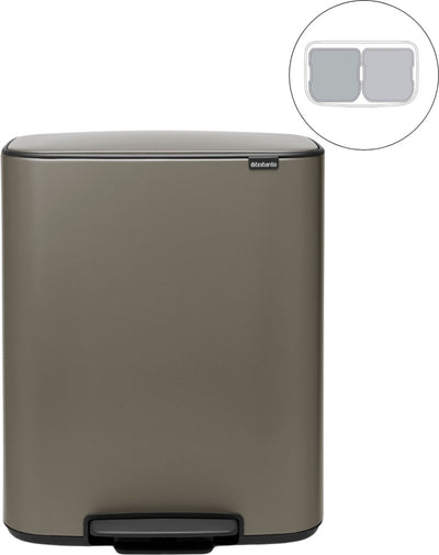 Brabantia Bo Abfallbehälter – 2 x 30 Liter – Mülltrennung – Platin