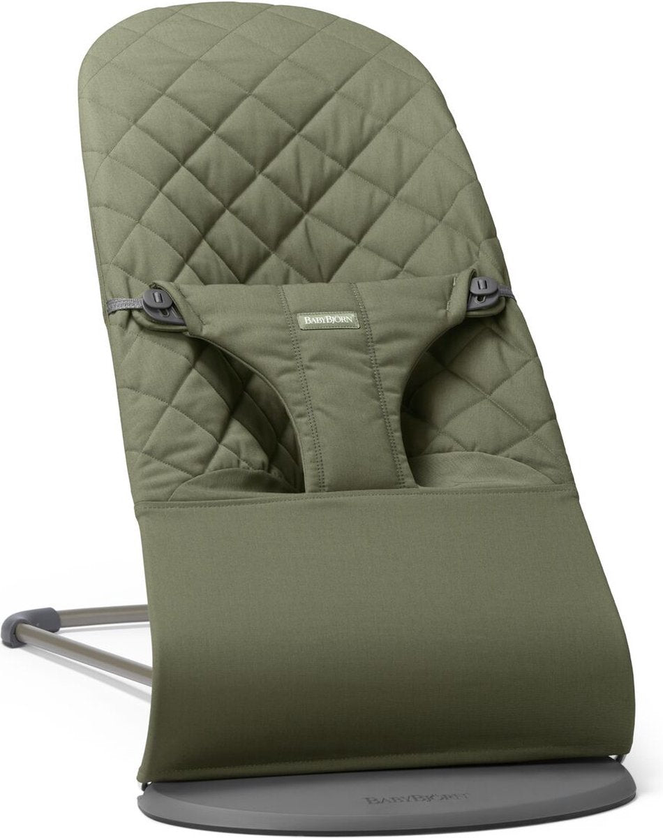 Babybjörn Schaukelstuhl Bliss – gewebte klassische Steppdecke – dunkelgrün – ergonomisch – verstellbar – faltbar