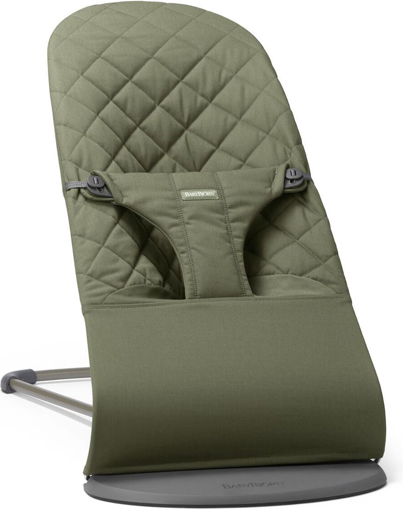 Babybjörn Schaukelstuhl Bliss – gewebte klassische Steppdecke – dunkelgrün – ergonomisch – verstellbar – faltbar