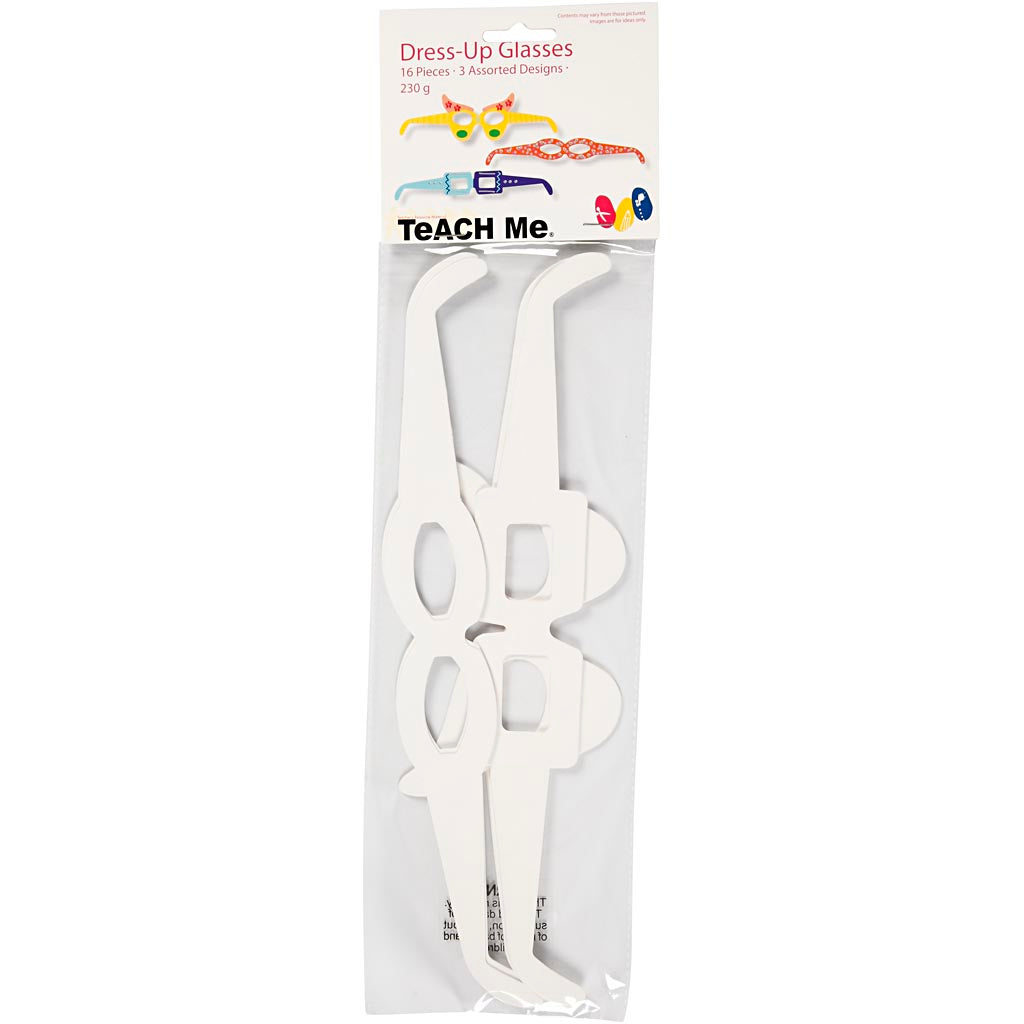 Creativ Company Brille, H: 4,5-10 cm, L: 32 cm, 230 g, weiß, 16 Stück 1 Box