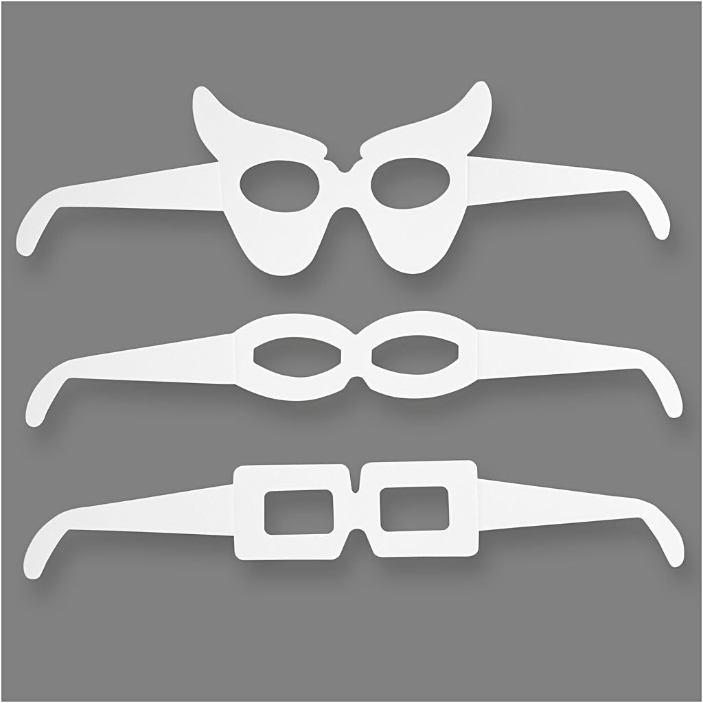 Creativ Company Brille, H: 4,5-10 cm, L: 32 cm, 230 g, weiß, 16 Stück 1 Box