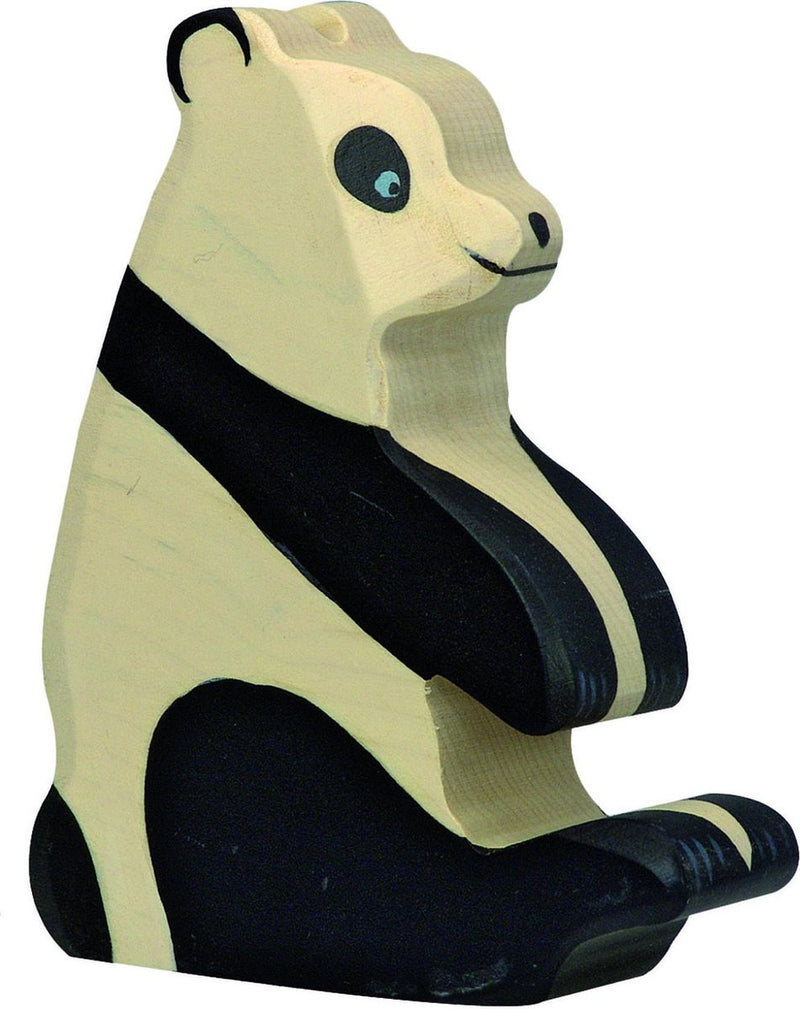 Holztiger-Pandabär, sitzend. 10 cm.
