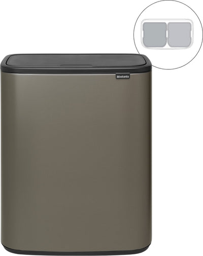 Brabantia Bo Touch Bin Abfallbehälter – 2 x 30 Liter – Mülltrennung – Platin