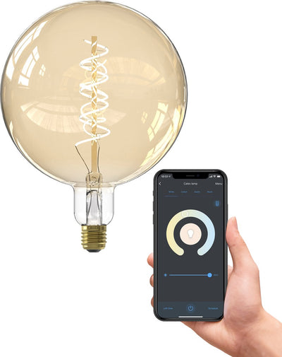 Calex intelligente LED-Lampe XXL – 20 cm – E27 – intelligente Lichtquelle – Gold – dimmbar – warmweißes Licht – 5 W
