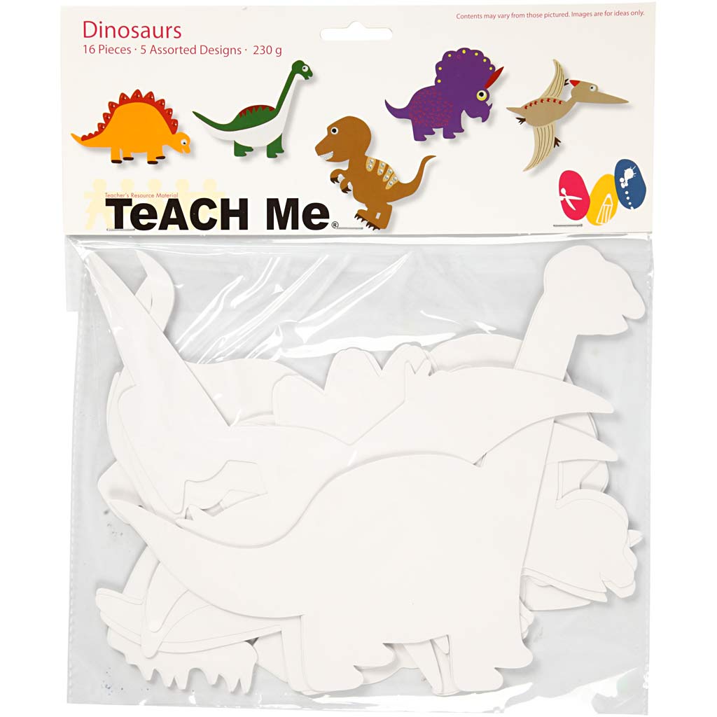 Creativ Company Dinosaurier, H: 15-22 cm, B: 24-25 cm, 230 g, weiß, 16 Stück 1 Box