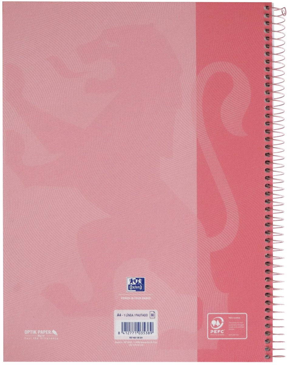 Oxford School Europeanbook – Notizbuch – farbiger Rand – A4+ – Linie – 80 Blatt – 4 Löcher – Hardcover – Pastellrosa