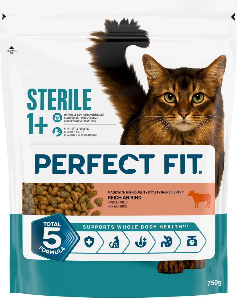 Passgenaues Katzenfutter - steril - Rindfleisch Beutel 4x750g