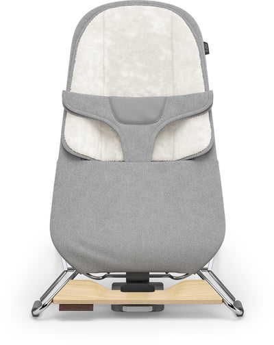 Uppababy – Mira Stella – Schaukelstuhl – Wippe – Grau – silbernes Gestell mit Holzsockel – Baby und Kleinkind – 2-in-1-Schaukelstuhl – Entspannen