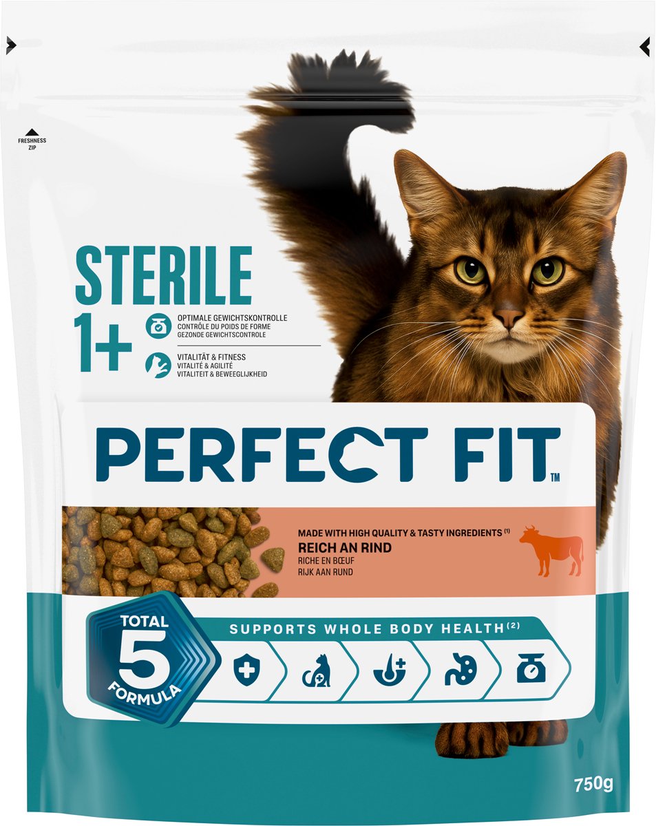 Passgenaues Katzenfutter - steril - Rindfleisch Beutel 4x750g