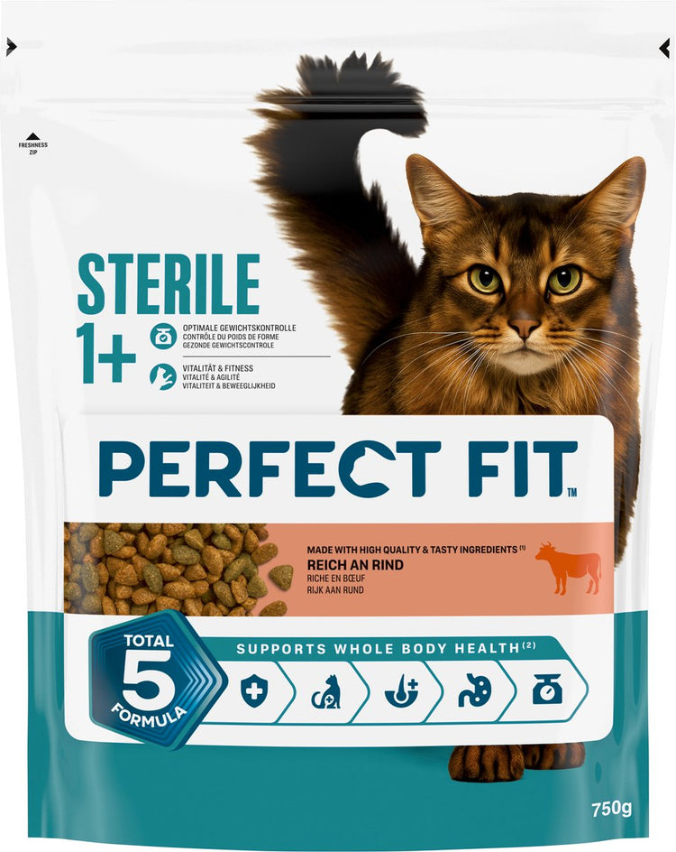 Passgenaues Katzenfutter - steril - Rindfleisch Beutel 4x750g