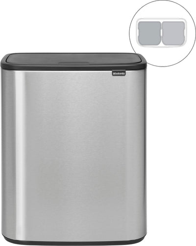 Brabantia Bo Touch Bin Abfallbehälter – 2 x 30 Liter – Mülltrennung – mattierter Stahl, fingerabdrucksicher