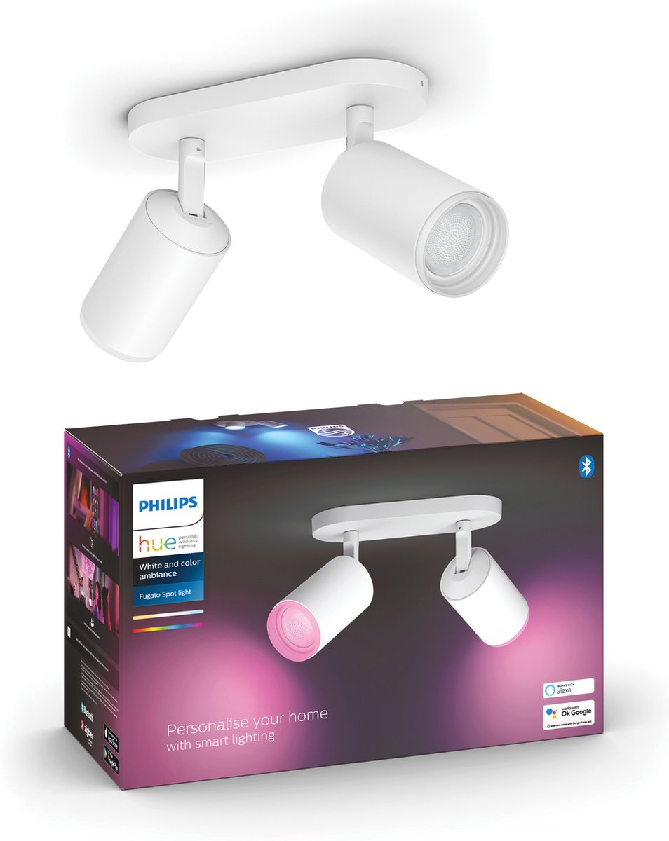 Philips hue fugato Aufbaustrahler – weißes und farbiges Licht – 2 Spots – weiß