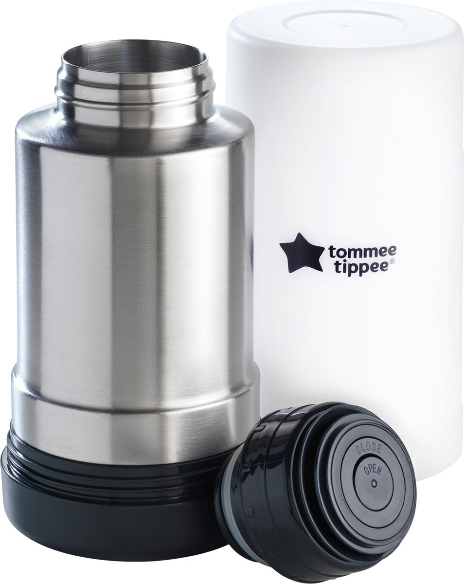 Tommee Tippee näher an der Natur – tragbarer Flaschen- und Speisenwärmer – ideal für Reisen – wärmeisoliert – Edelstahl mit auslaufsicherem Deckel