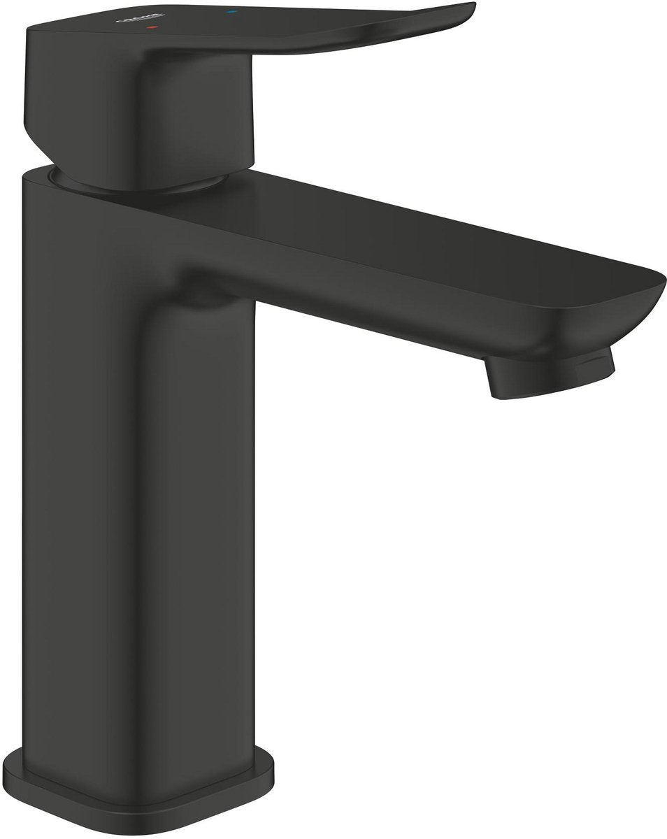 Grohe Dice Waschtischmischer – M-Größe – wassersparend – inklusive Push-Open-Ablaufgarnitur – mattschwarz