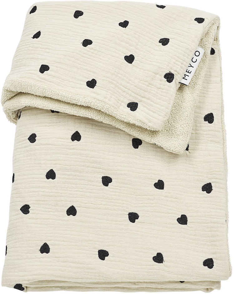 Meyco Babydecke „Sweet Heart“ für das Kinderbett – vorgewaschen, hydrophil – weicher Sand – 75 x 100 cm – 1,5 Tog