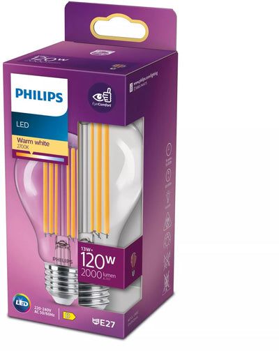 Philips LED-Lampe transparent – 120 W – E27 – warmweißes Licht