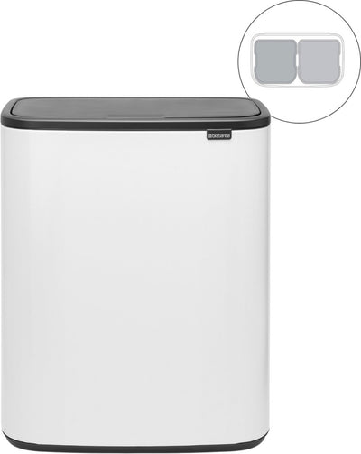 Brabantia Bo Touch Bin Abfallbehälter – 2 x 30 Liter – Mülltrennung – Weiß