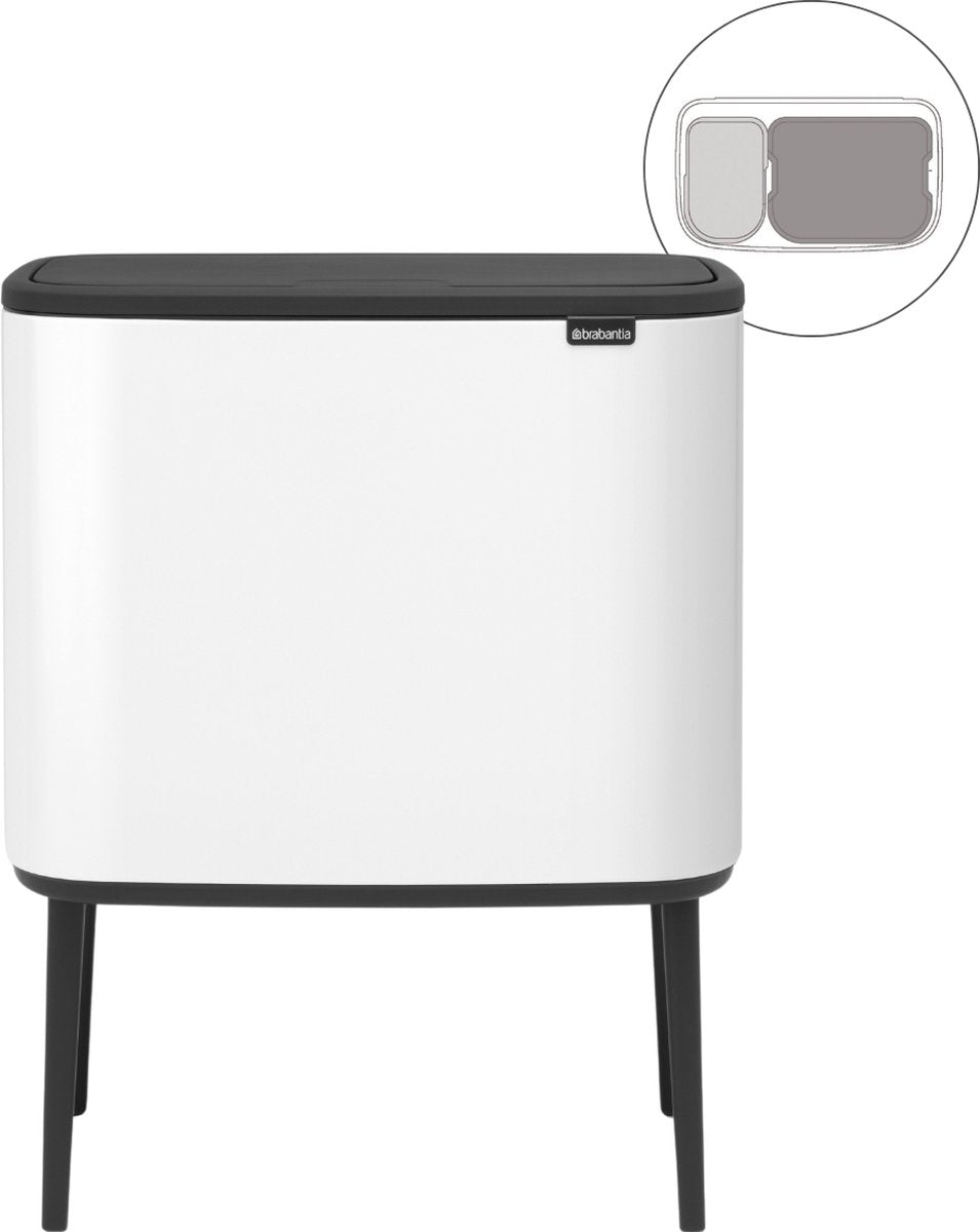 Brabantia Bo Touch Bin Abfallbehälter – 11 + 23 Liter – Mülltrennung – Weiß