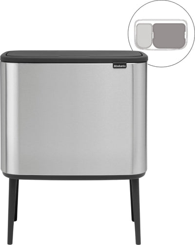 Brabantia Bo Touch Bin Abfallbehälter – 11 + 23 Liter – Mülltrennung – mattierter Stahl, fingerabdrucksicher