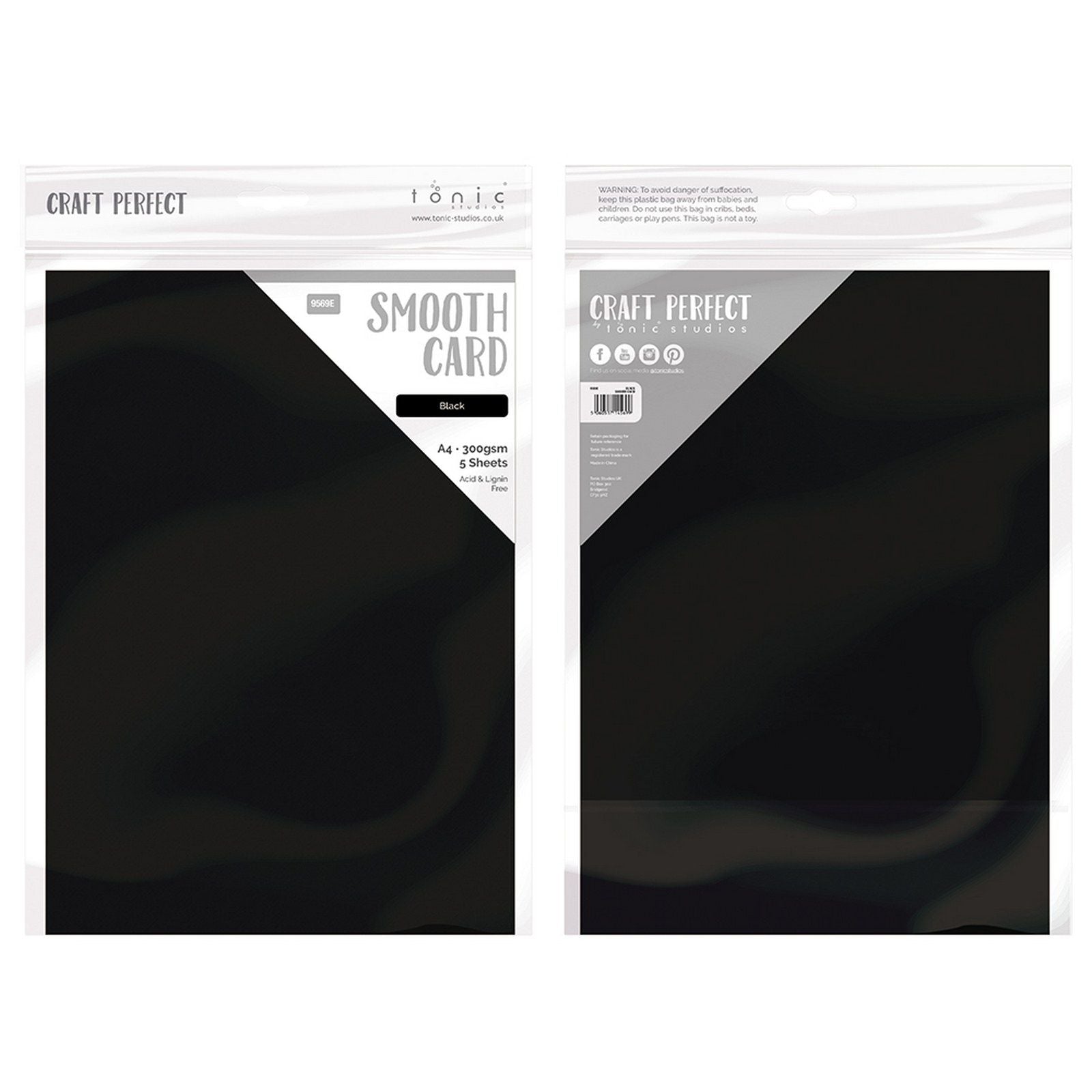 Craft Perfect von Tonic Studios Craft Perfect • Glatter Karton, A4, 300 g, Schwarz, 5 Stück
