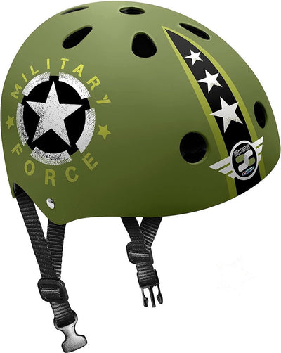 Stempelhelm-Kufensteuerung, Militär, Junior, EPS, ABS, grün, Größe 54–60