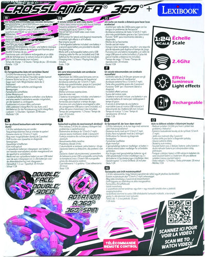 Lexibook Crosslander® 360+ – wiederaufladbares und programmierbares funkgesteuertes Stuntauto in Pink mit Beleuchtung.