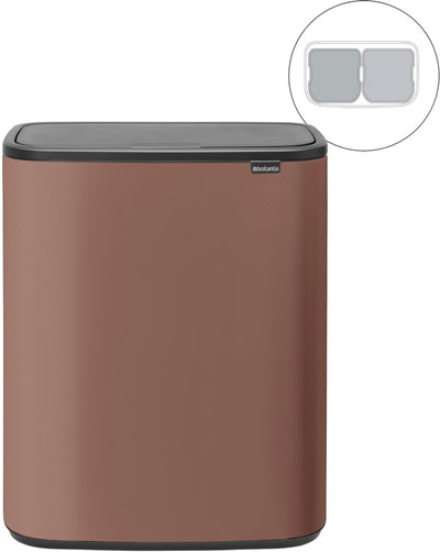Brabantia Bo Touch Bin Abfallbehälter – 2 x 30 Liter – Mülltrennung – Satin Taupe